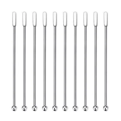 10PSC Premium Stainless Steel Coffee Stirrers Swizzle Sticks - Lotsun 7.5 Inches Coffee Cocktail Beverage Drink Stirrer Stick, Reusable Stir Sticks for Bar, Home, Office
