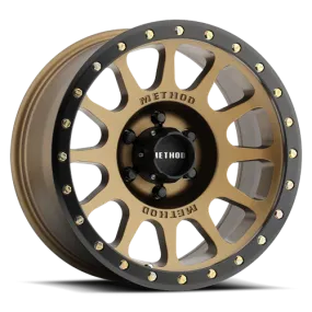 Aluminum Wheels 17x8.5 NV MR305 Bolt Pattern 6 On 139.7 Offset 0 Lip Size 1.3 Method Bronze BRZ Black Street Loc Method