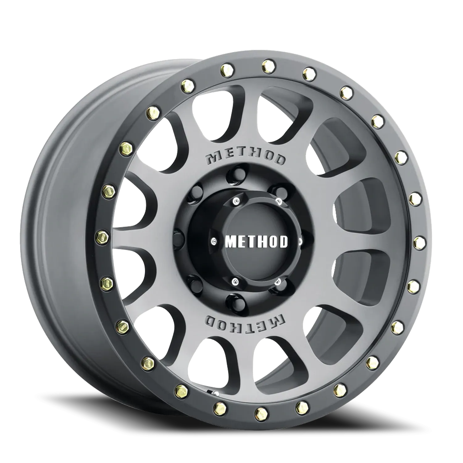 Aluminum Wheels 20x9 NV MR305 Bolt Pattern 8 On 165.1 Offset 18 Lip Size 1.42 Titanium TT Matte Black Lip Method