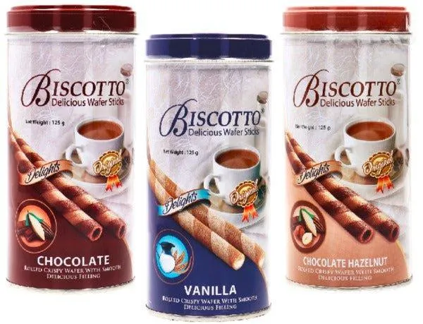 Biscotto Cream Filled Wafer Sticks 3X125G (Assorted)