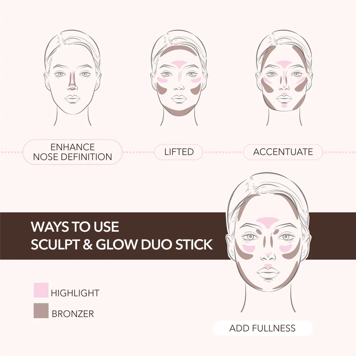 Face- MOIRA Sculpt & Glow Duo Stick SGDS 300 Cool For Summer (3pc Bundle, $5 each)