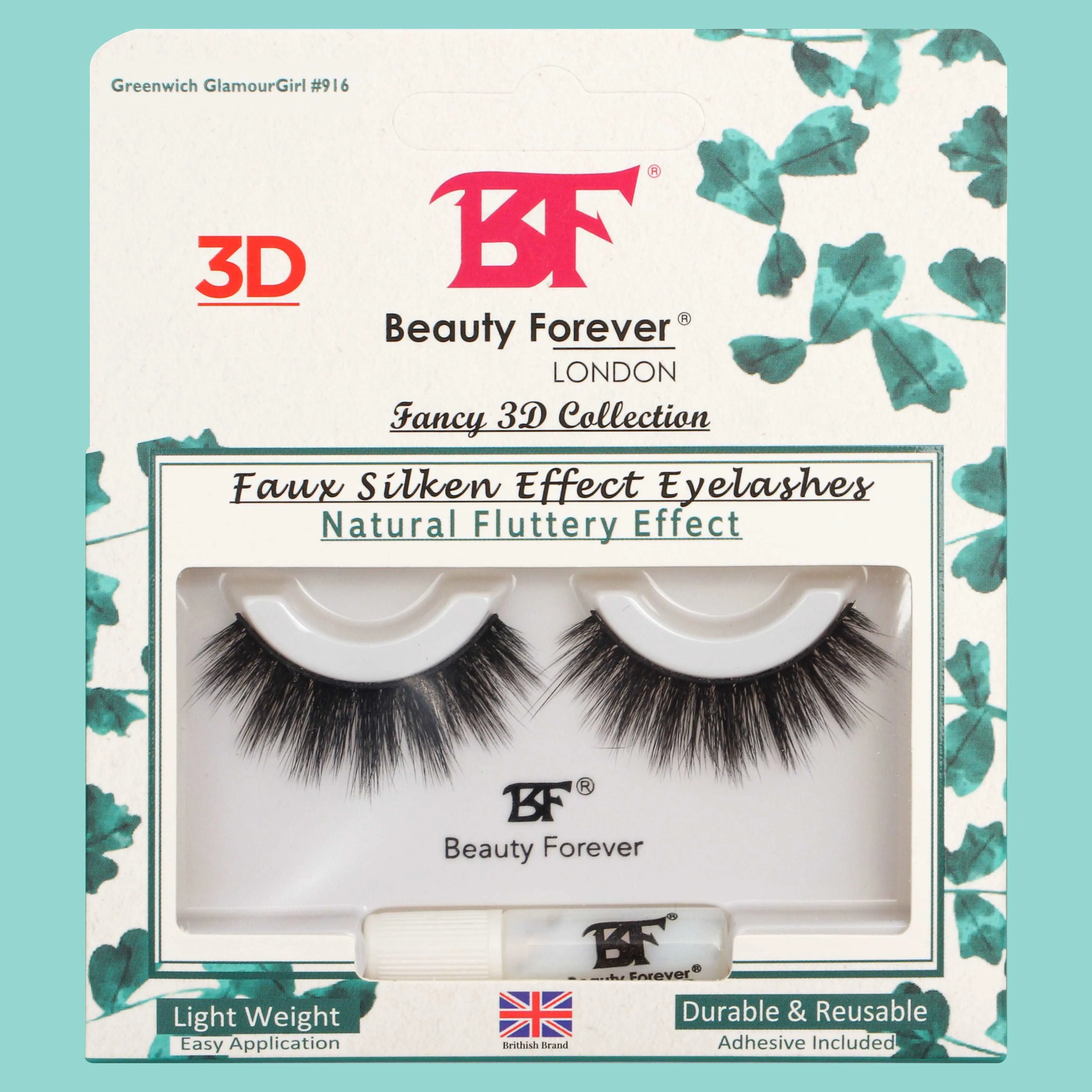 Faux Silken Effect 3D Eyelashes-Greenwich Glamour Girl  No.916 (Natural Fluttery Effect)