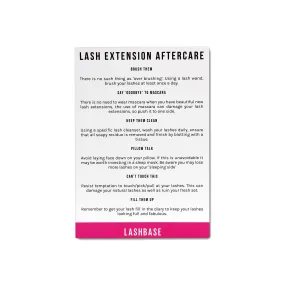 Lash Extension Aftercare Advice Leaflets