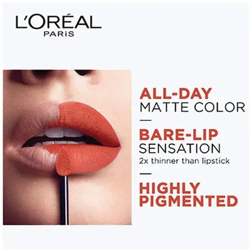 Loreal Paris Rouge Signature Matte Liquid Lipstick - Ultra Light Weight, No Stain, 7 g 148 I Hunt