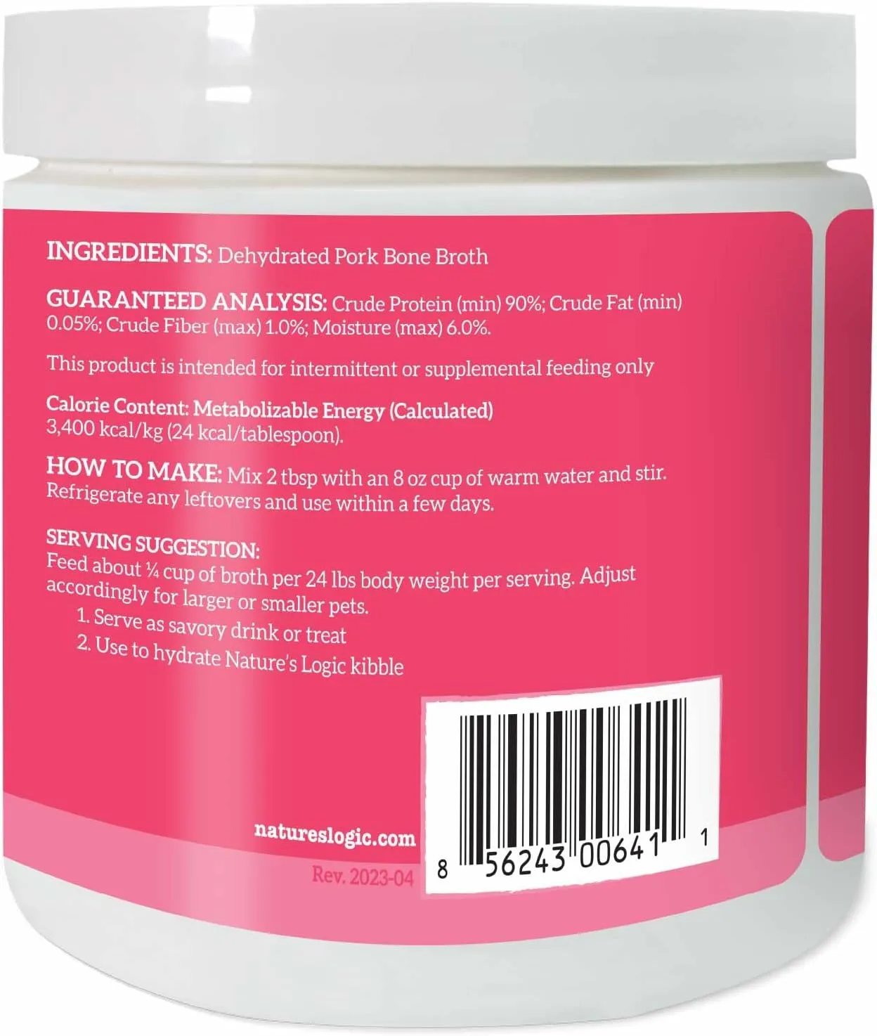 Nature’s Logic Pork Bone Broth Powders 6 oz