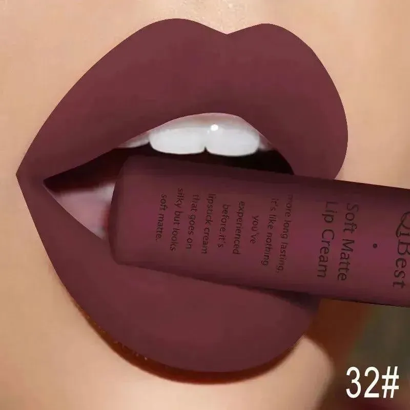 QIBEST Velvet Matte Liquid Lipstick - Waterproof Long-Lasting Lip Gloss