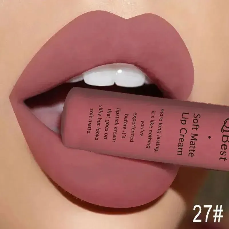 QIBEST Velvet Matte Liquid Lipstick - Waterproof Long-Lasting Lip Gloss