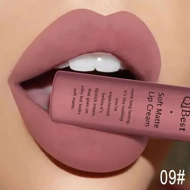 QIBEST Velvet Matte Liquid Lipstick - Waterproof Long-Lasting Lip Gloss