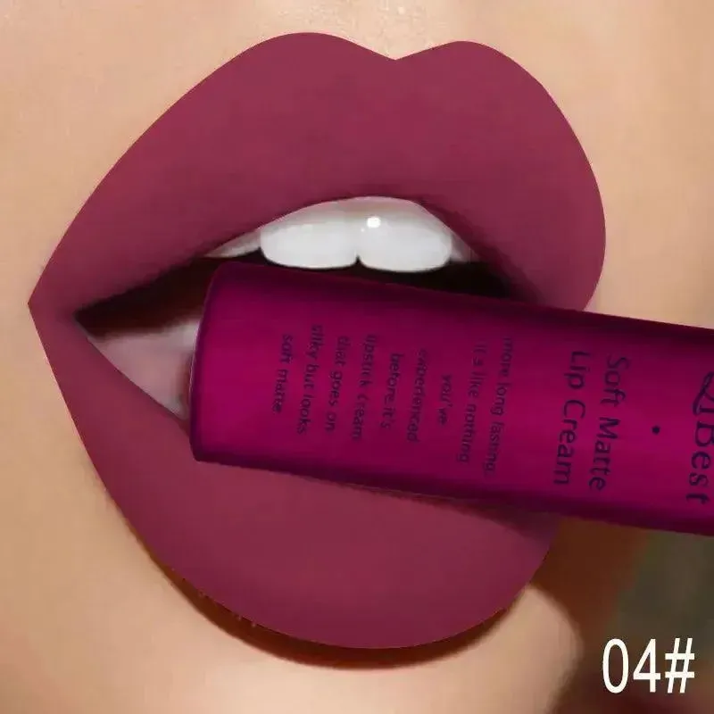 QIBEST Velvet Matte Liquid Lipstick - Waterproof Long-Lasting Lip Gloss