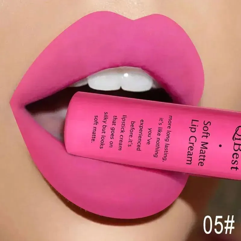 QIBEST Velvet Matte Liquid Lipstick - Waterproof Long-Lasting Lip Gloss