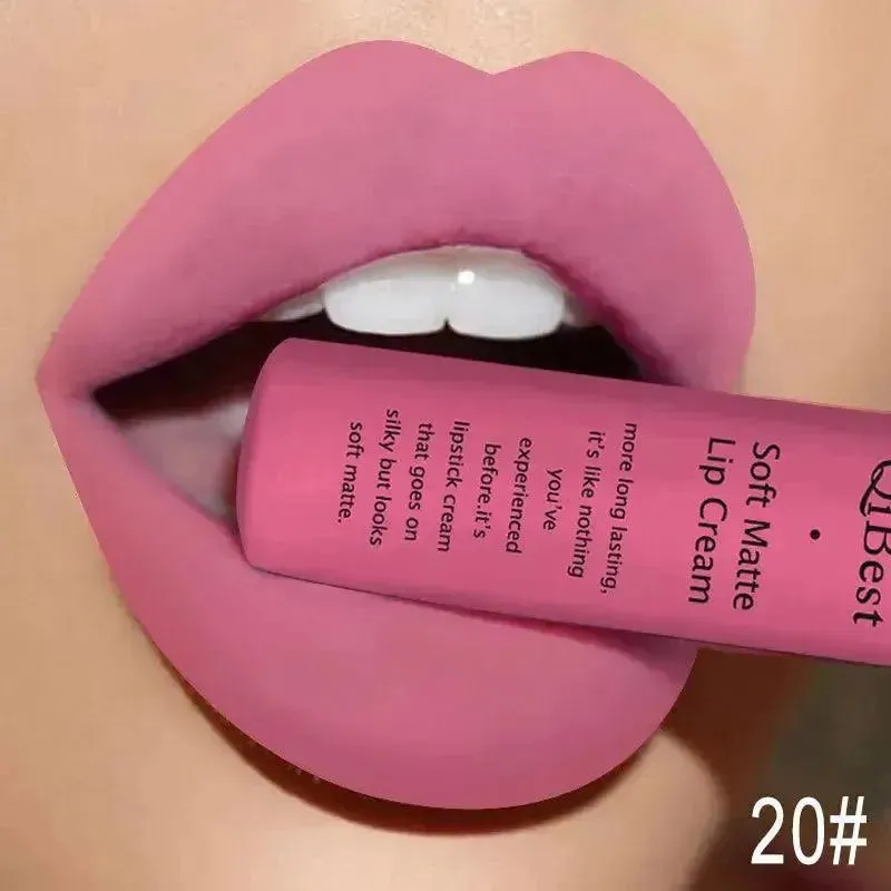 QIBEST Velvet Matte Liquid Lipstick - Waterproof Long-Lasting Lip Gloss