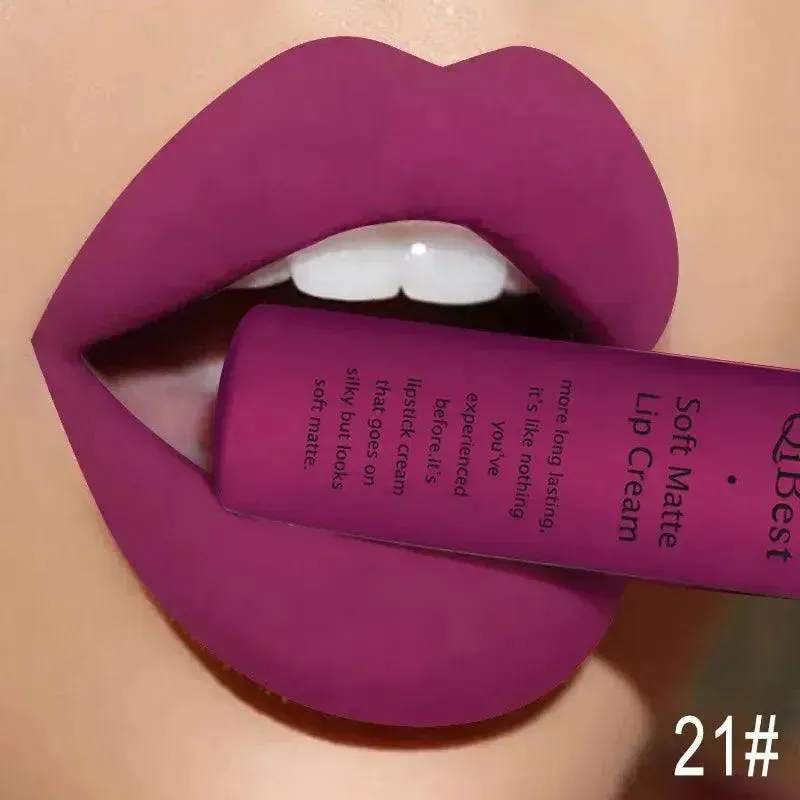 QIBEST Velvet Matte Liquid Lipstick - Waterproof Long-Lasting Lip Gloss