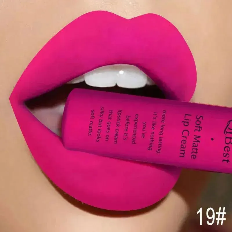 QIBEST Velvet Matte Liquid Lipstick - Waterproof Long-Lasting Lip Gloss