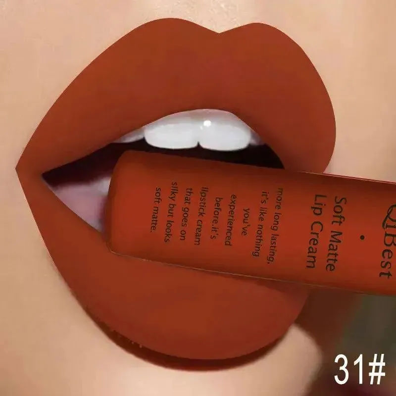 QIBEST Velvet Matte Liquid Lipstick - Waterproof Long-Lasting Lip Gloss
