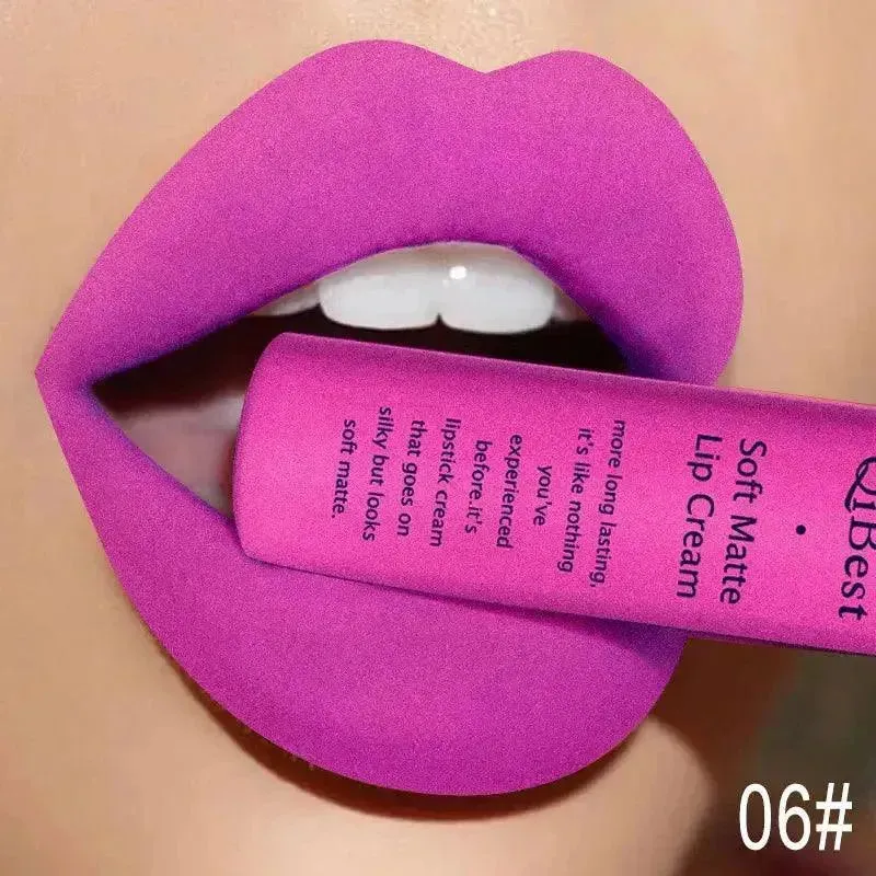 QIBEST Velvet Matte Liquid Lipstick - Waterproof Long-Lasting Lip Gloss