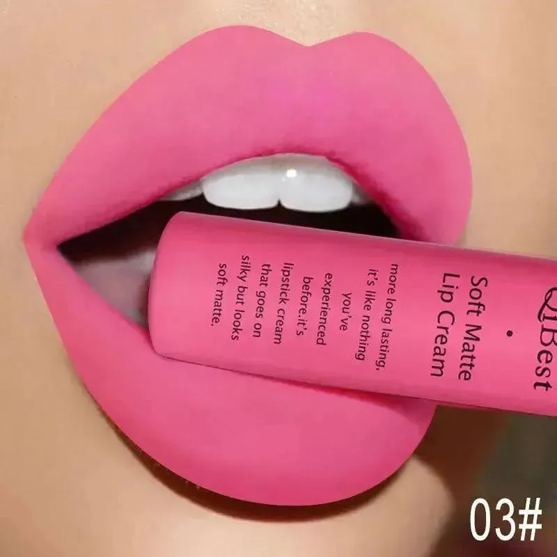 QIBEST Velvet Matte Liquid Lipstick - Waterproof Long-Lasting Lip Gloss
