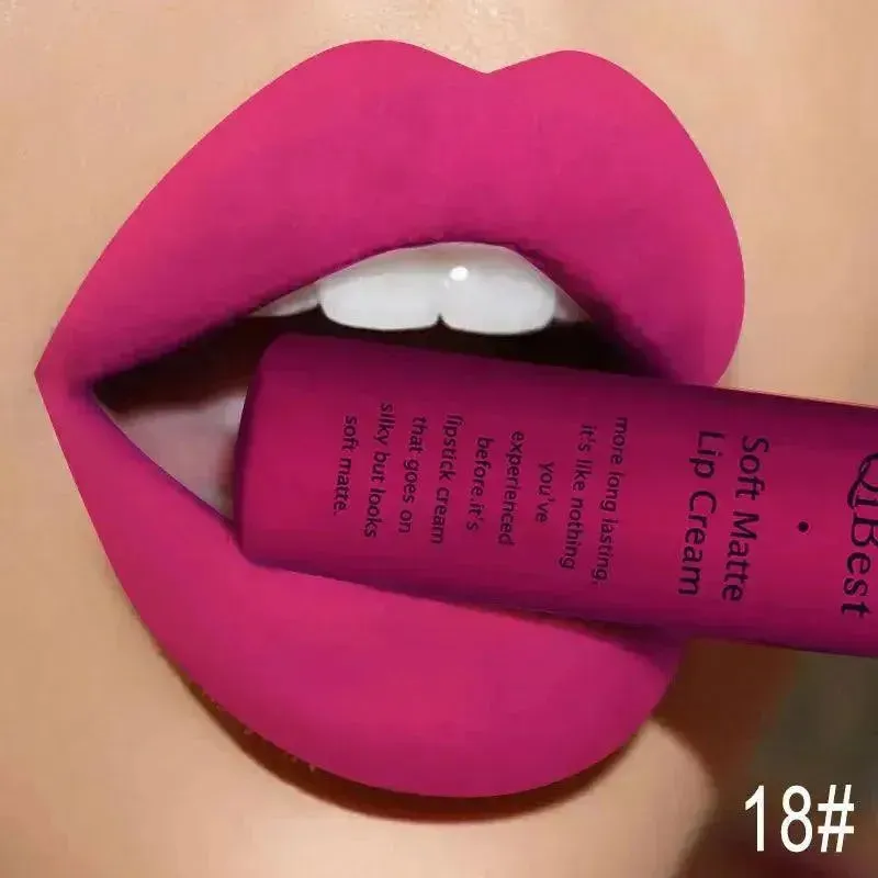 QIBEST Velvet Matte Liquid Lipstick - Waterproof Long-Lasting Lip Gloss