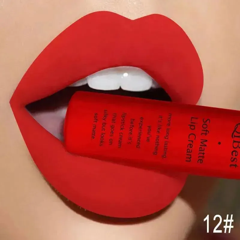 QIBEST Velvet Matte Liquid Lipstick - Waterproof Long-Lasting Lip Gloss