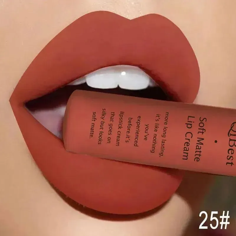 QIBEST Velvet Matte Liquid Lipstick - Waterproof Long-Lasting Lip Gloss