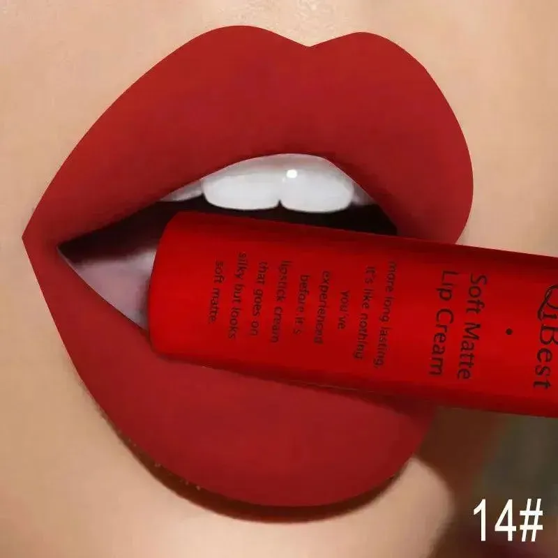 QIBEST Velvet Matte Liquid Lipstick - Waterproof Long-Lasting Lip Gloss