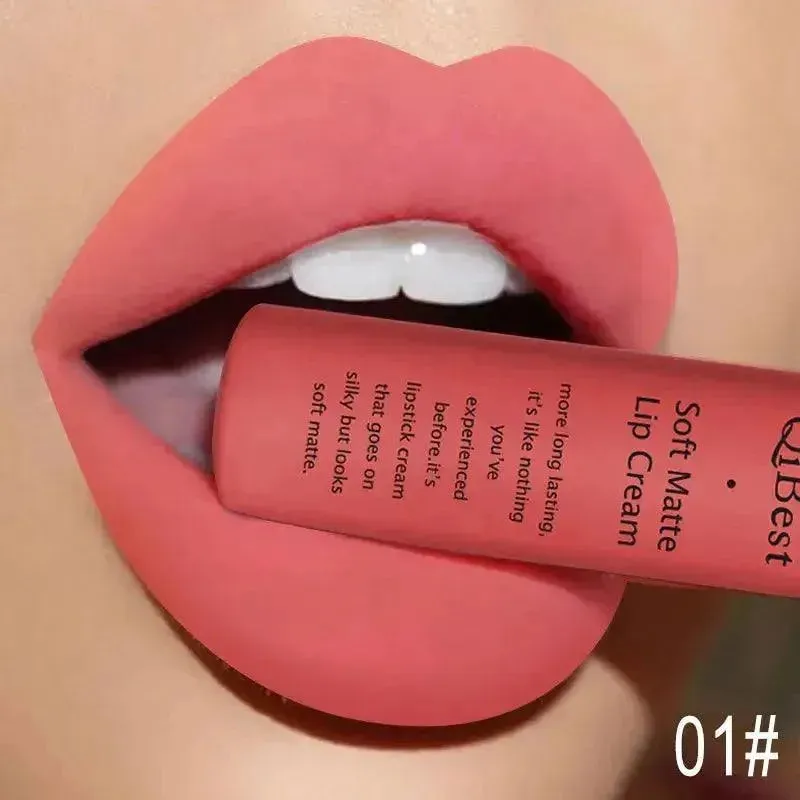 QIBEST Velvet Matte Liquid Lipstick - Waterproof Long-Lasting Lip Gloss