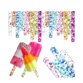 (Set of 20) 11.5cm Acrylic Ice Cream Sticks DIY Glacé Sticks Reusable Ice Cream Sticks for Crafting / Baking - Colorful / Glitter