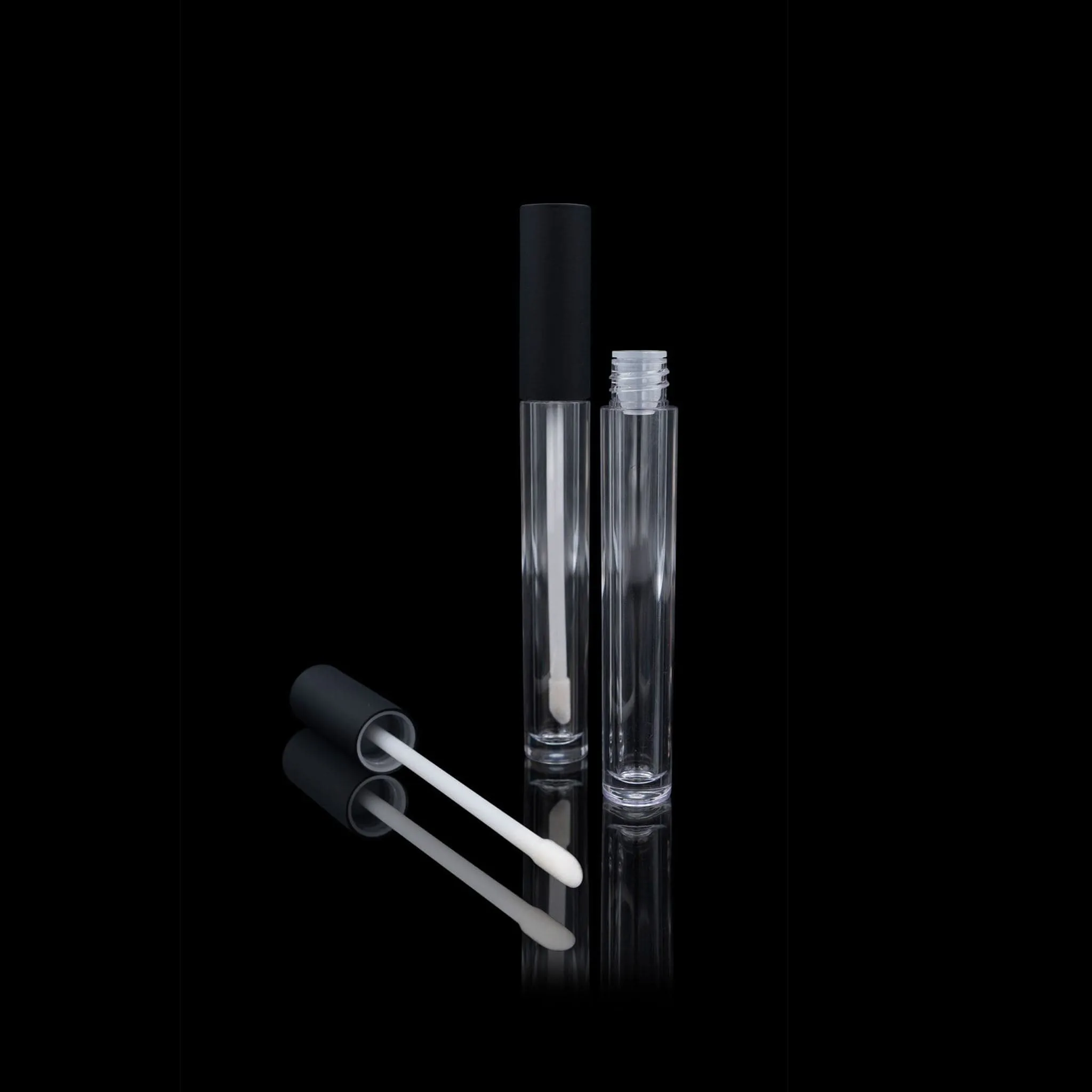 Vibe PCR Lip Gloss Container Matte Black Cap with Clear Bottle